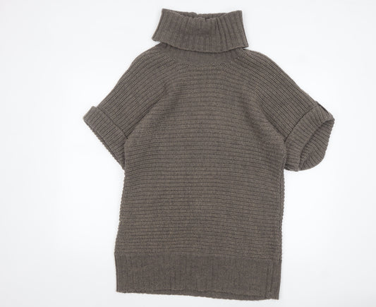 Marks and Spencer Women Brown Roll Neck Short Sleeve Tunic Jumper Size 16