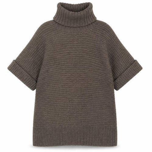 Marks and Spencer Women Brown Roll Neck Short Sleeve Tunic Jumper Size 16