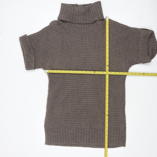 Marks and Spencer Women Brown Roll Neck Short Sleeve Tunic Jumper Size 16
