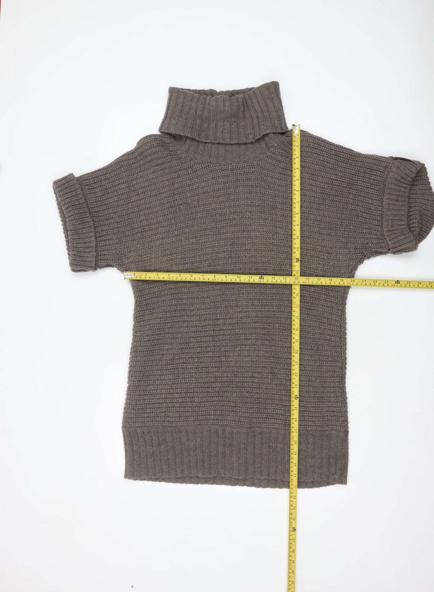 Marks and Spencer Women Brown Roll Neck Short Sleeve Tunic Jumper Size 16
