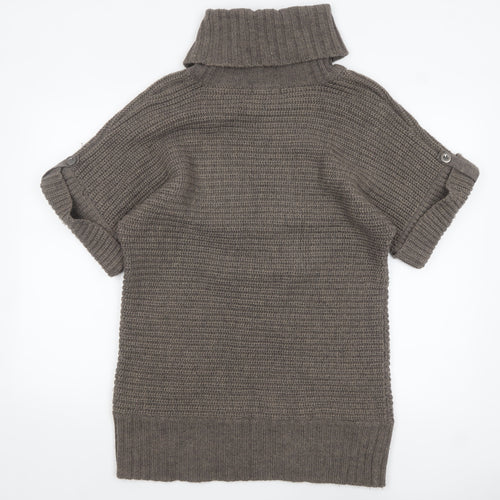 Marks and Spencer Women Brown Roll Neck Short Sleeve Tunic Jumper Size 16