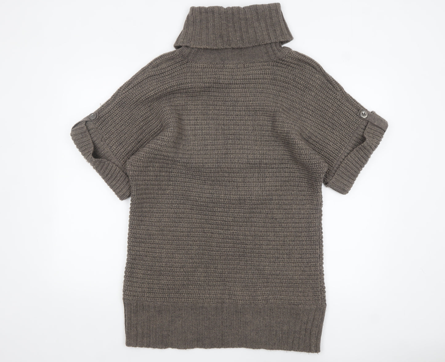 Marks and Spencer Women Brown Roll Neck Short Sleeve Tunic Jumper Size 16