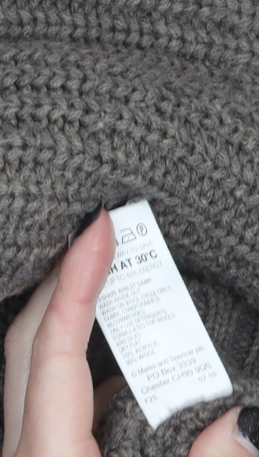 Marks and Spencer Women Brown Roll Neck Short Sleeve Tunic Jumper Size 16