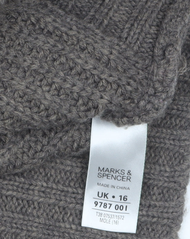 Marks and Spencer Women Brown Roll Neck Short Sleeve Tunic Jumper Size 16