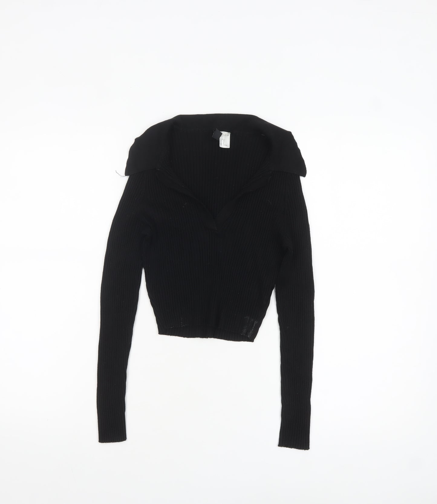 H&M Divided Women's Black Collared Ribbed Pullover Jumper Size 12