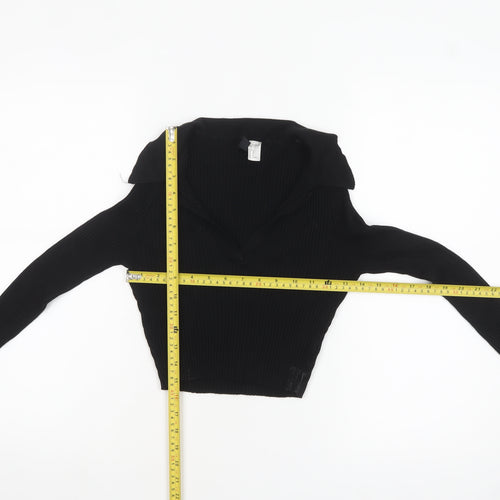 H&M Divided Women's Black Collared Ribbed Pullover Jumper Size 12