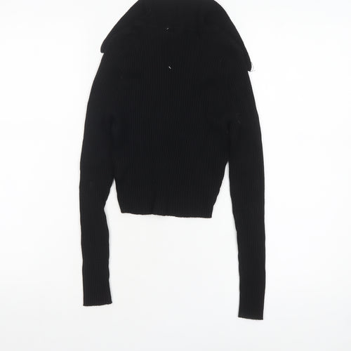 H&M Divided Women's Black Collared Ribbed Pullover Jumper Size 12