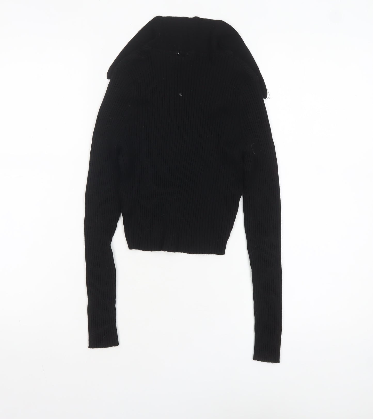 H&M Divided Women's Black Collared Ribbed Pullover Jumper Size 12