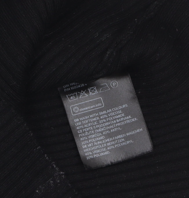 H&M Divided Women's Black Collared Ribbed Pullover Jumper Size 12