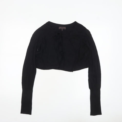 Great Plains Women Black L Lightweight Knit Bow Cardigan