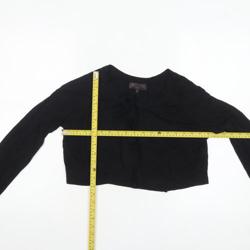 Great Plains Women Black L Lightweight Knit Bow Cardigan