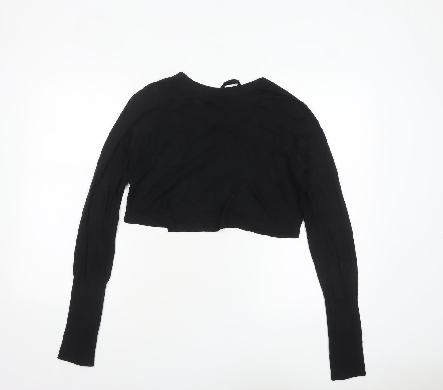 Great Plains Women Black L Lightweight Knit Bow Cardigan