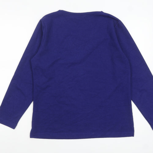 Isle Women's Blue Long Sleeve Embroidered T-Shirt Size S 10-12