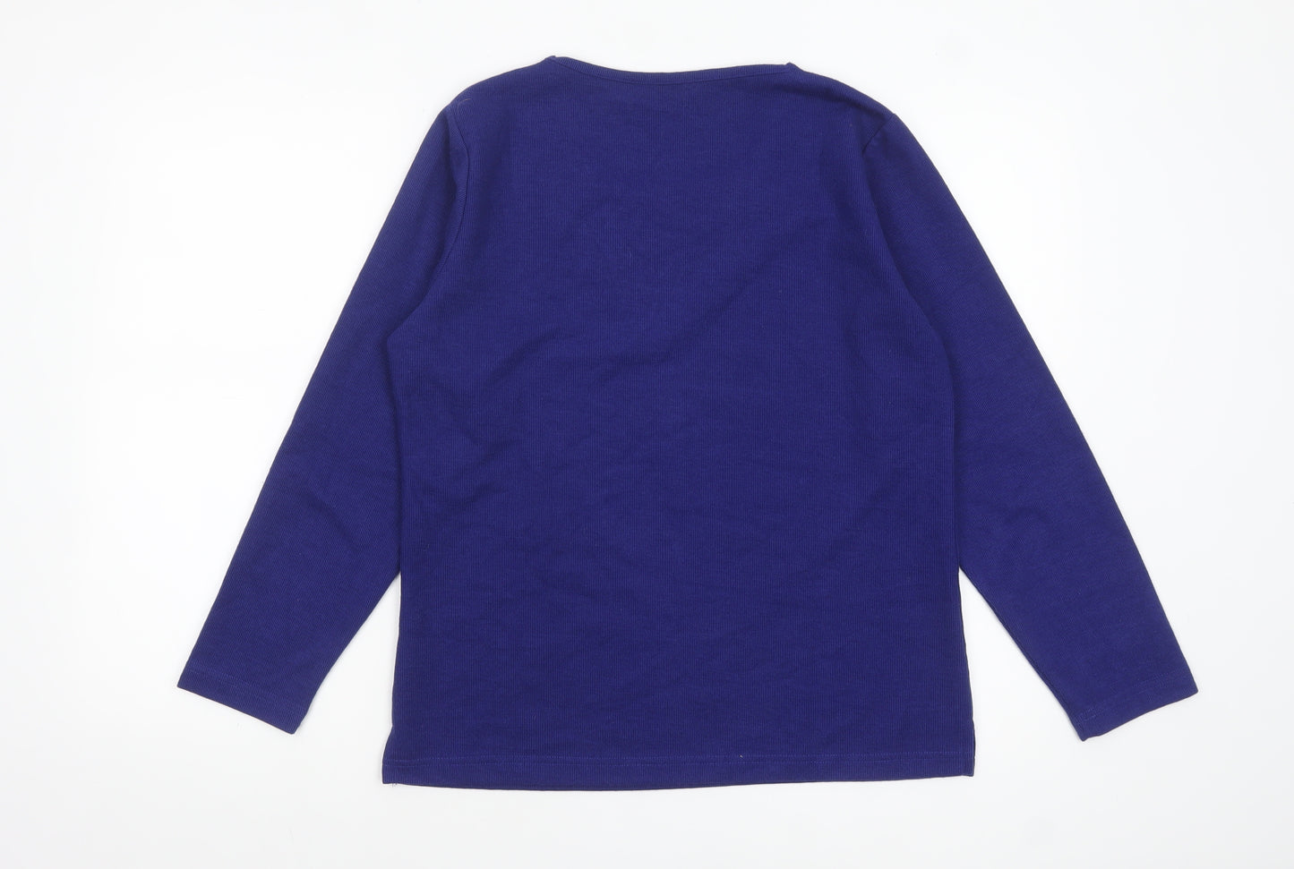 Isle Women's Blue Long Sleeve Embroidered T-Shirt Size S 10-12