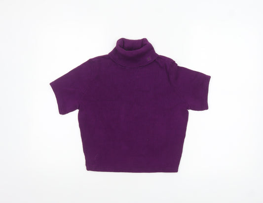 Lauren Ralph Lauren Women's Purple Roll Neck Cotton Knit Top Size M