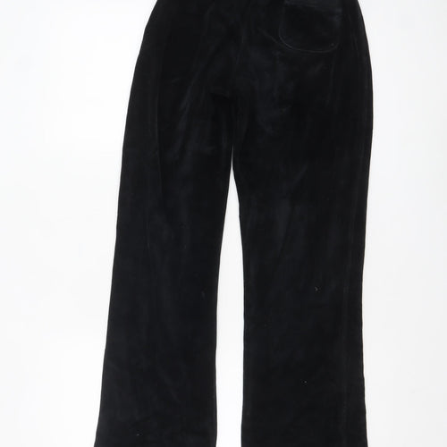 Lipsy Women Black Velour Sequin Logo Sweatpants Size 8
