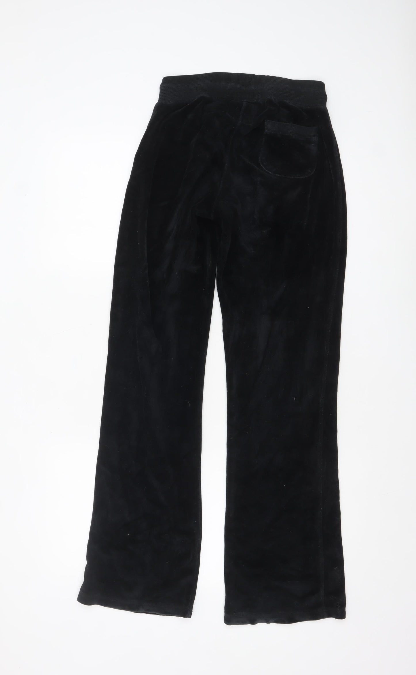 Lipsy Women Black Velour Sequin Logo Sweatpants Size 8