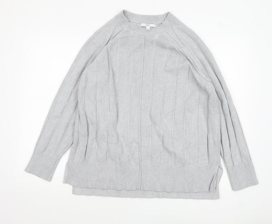 NEXT Womens Grey Ribbed Knit Relaxed Pullover Jumper L