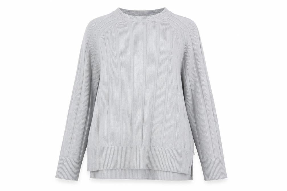 Front view of Next women’s grey ribbed knit relaxed jumper l