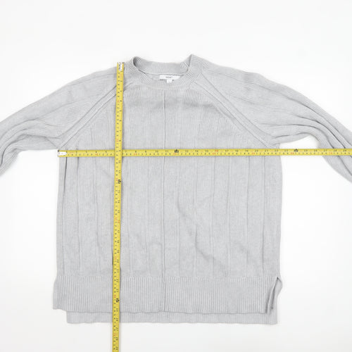 NEXT Womens Grey Ribbed Knit Relaxed Pullover Jumper L
