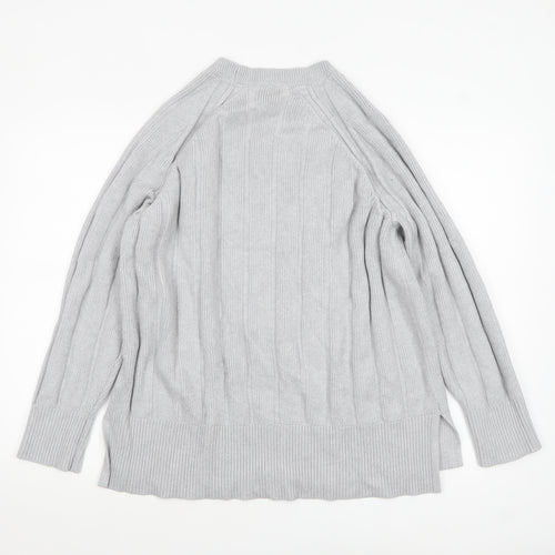 NEXT Womens Grey Ribbed Knit Relaxed Pullover Jumper L