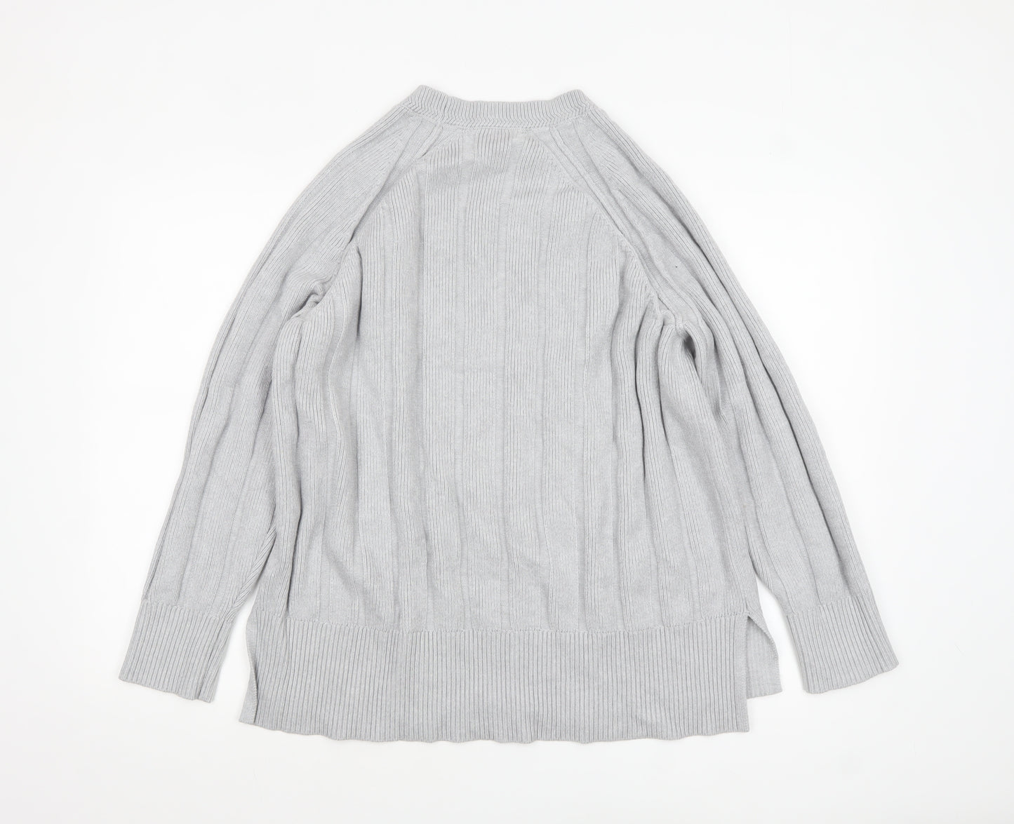 NEXT Womens Grey Ribbed Knit Relaxed Pullover Jumper L