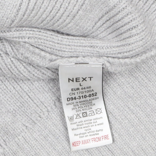 NEXT Womens Grey Ribbed Knit Relaxed Pullover Jumper L