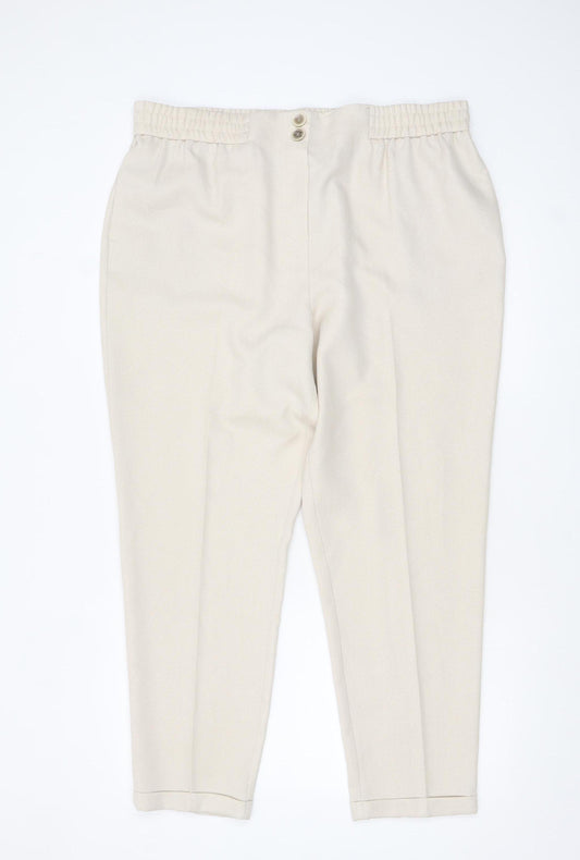 Tu Women’s Beige Tapered Elastic Waist Trousers Size 18