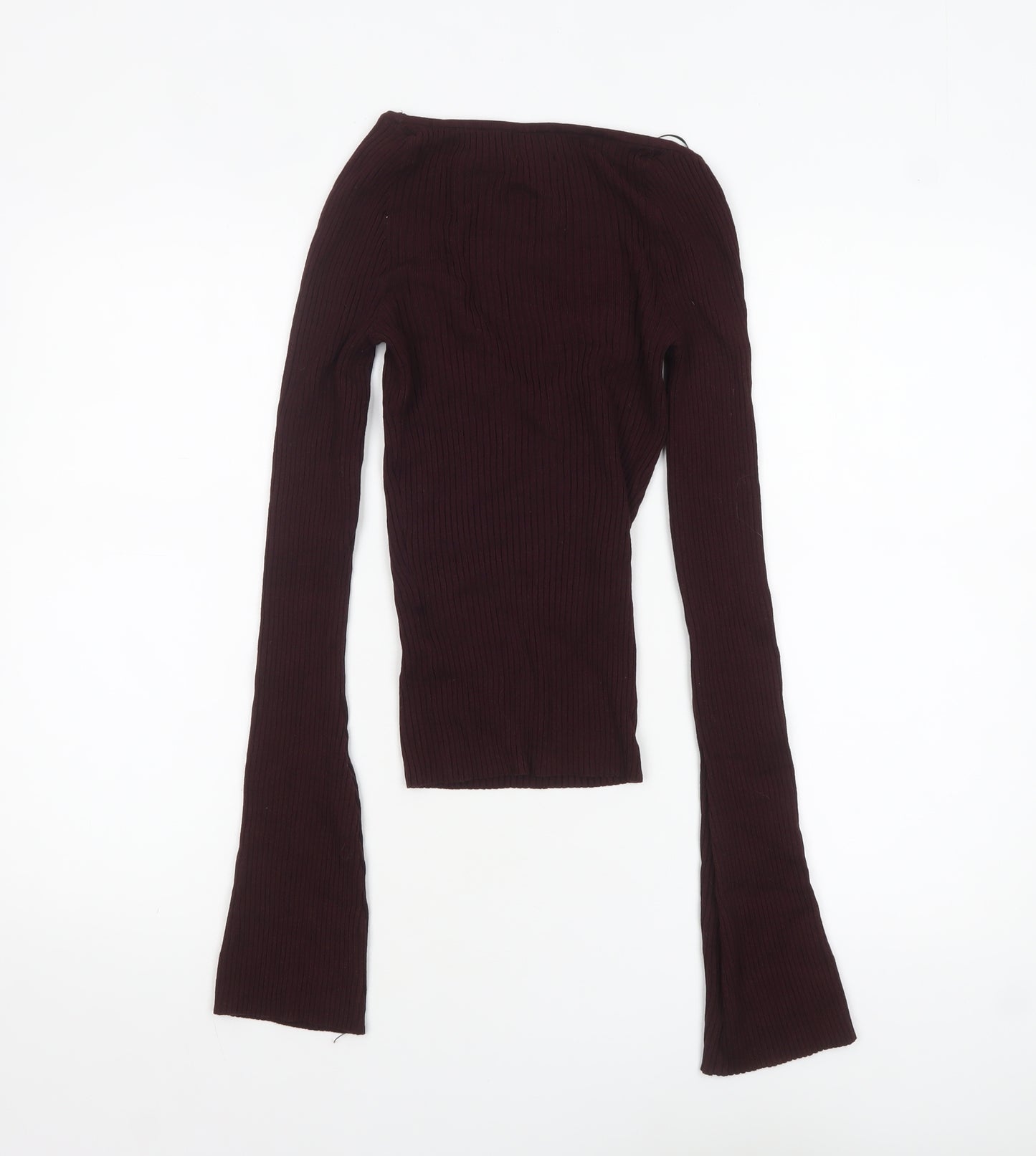 H&M Women Burgundy Knit Long Sleeve Pullover Jumper Size S