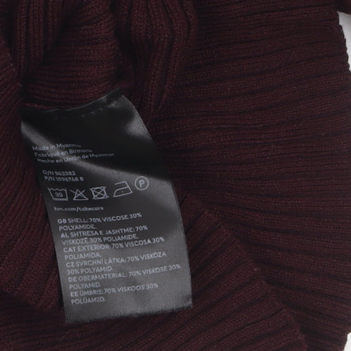 H&M Women Burgundy Knit Long Sleeve Pullover Jumper Size S