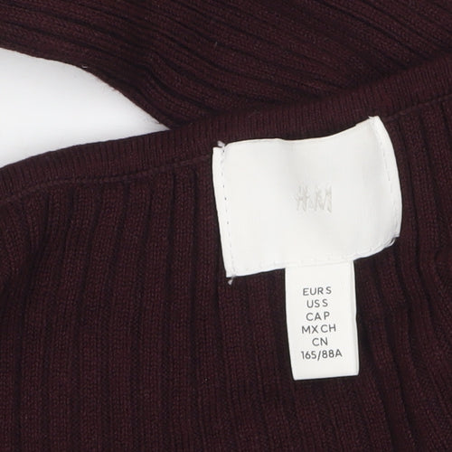 H&M Women Burgundy Knit Long Sleeve Pullover Jumper Size S