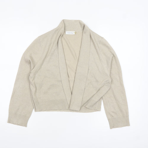 Calvin Klein Women's Beige L Cardigan Knit Glitter Long Sleeve