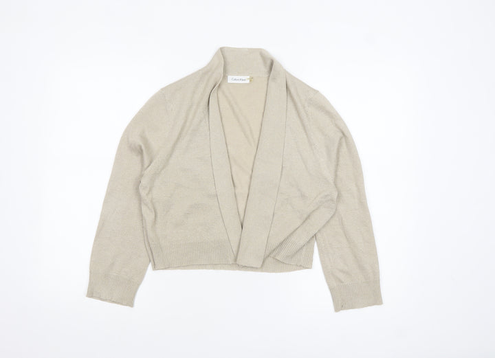 Calvin Klein Women's Beige L Cardigan Knit Glitter Long Sleeve