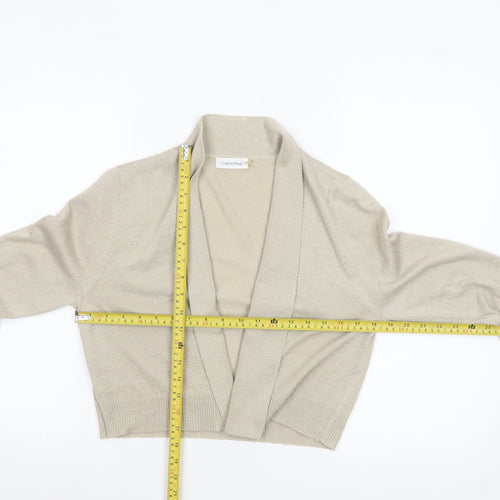 Calvin Klein Women's Beige L Cardigan Knit Glitter Long Sleeve