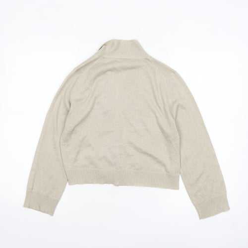 Calvin Klein Women's Beige L Cardigan Knit Glitter Long Sleeve