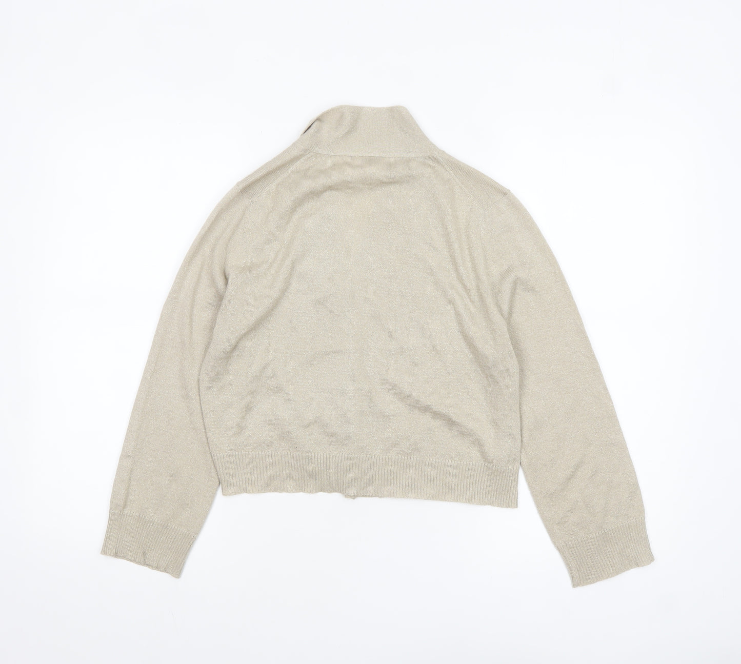 Calvin Klein Women's Beige L Cardigan Knit Glitter Long Sleeve