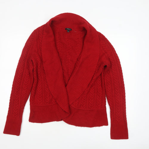 Talbots Women Red Lambswool Blend Cable Knit Cardigan L