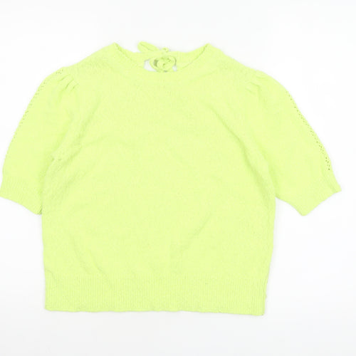 Marks and Spencer Women’s Green Knit Short Sleeve Bow Blouse Size S