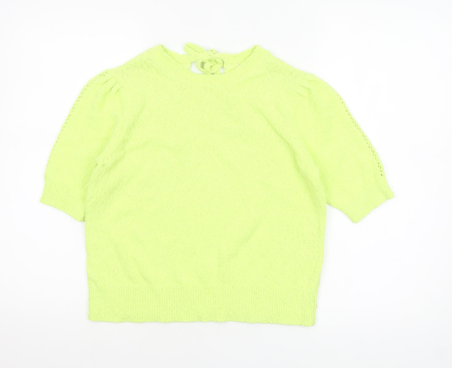 Marks and Spencer Women’s Green Knit Short Sleeve Bow Blouse Size S
