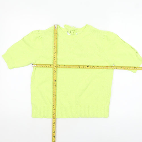 Marks and Spencer Women’s Green Knit Short Sleeve Bow Blouse Size S