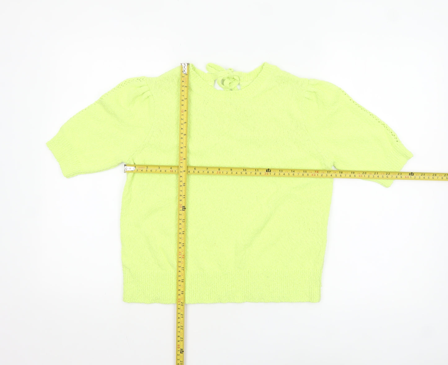 Marks and Spencer Women’s Green Knit Short Sleeve Bow Blouse Size S