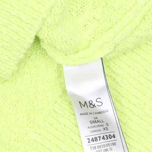 Marks and Spencer Women’s Green Knit Short Sleeve Bow Blouse Size S
