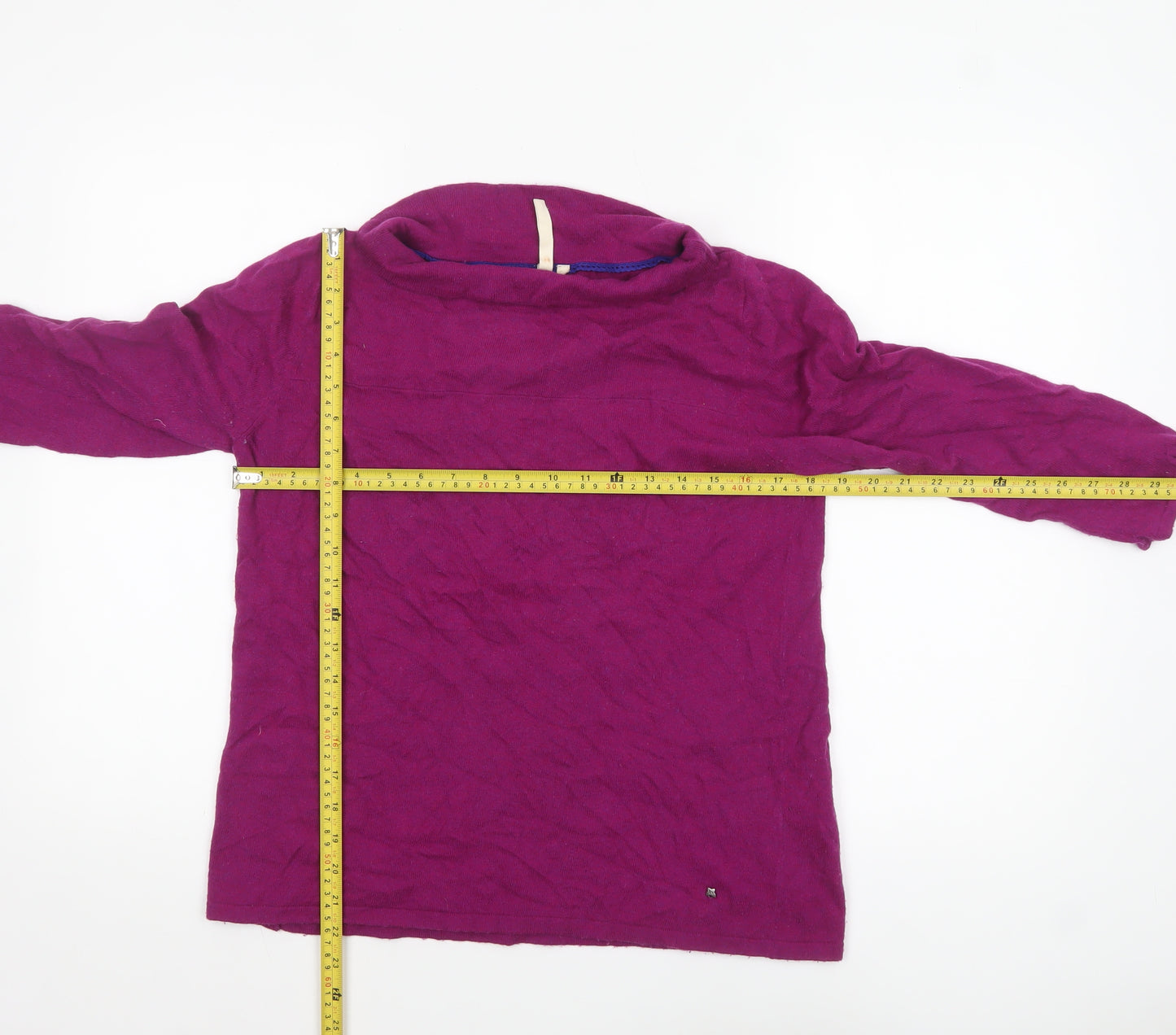 White Stuff Womens Purple Cowl Neck Jumper Size 12 Lambswool Blend