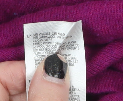 White Stuff Womens Purple Cowl Neck Jumper Size 12 Lambswool Blend