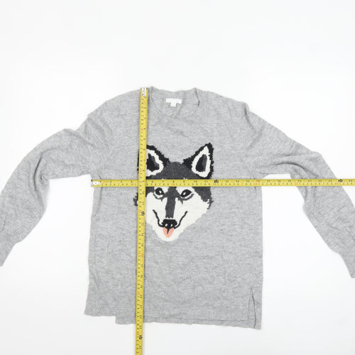 b+ab Women's Grey Wool Blend Animal Jumper XS