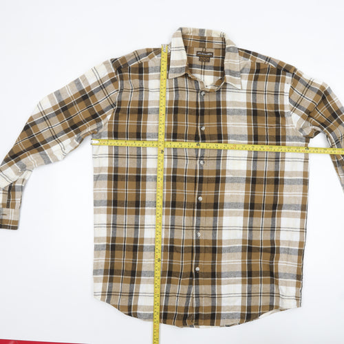 Atlas for Men Brown Plaid Long Sleeve Cotton Shirt XL