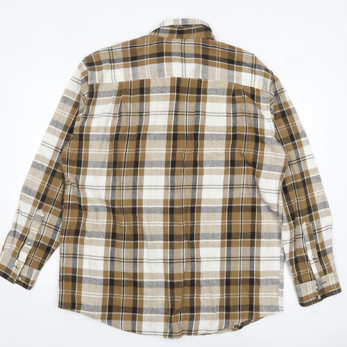 Atlas for Men Brown Plaid Long Sleeve Cotton Shirt XL