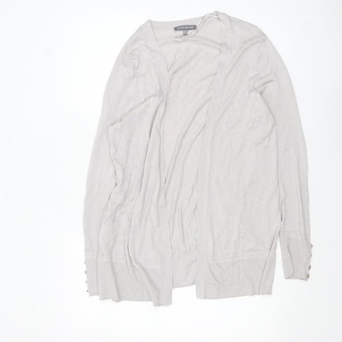 Laura Ashley Women’s Grey Open Knit Long Sleeve Cotton Modal Cardigan UK 14
