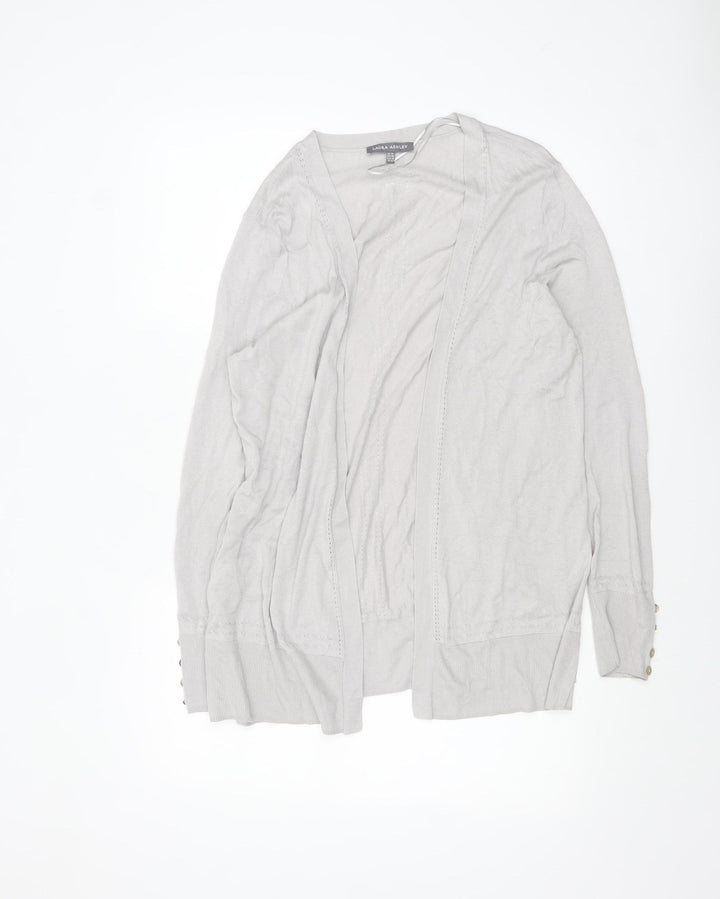 Laura Ashley Women’s Grey Open Knit Long Sleeve Cotton Modal Cardigan UK 14