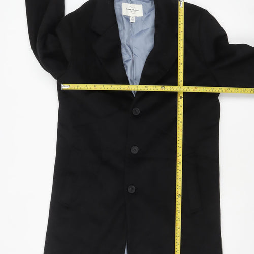 River Island Men's Black Wool Blend Overcoat M Smart Formal